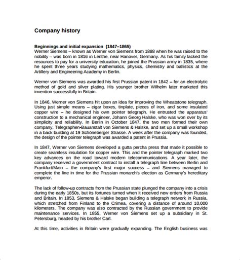 FREE 7+ Sample Company History Templates in PDF | MS Word | PPT