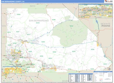 San Bernardino County, California Zip Code Wall Map | Maps.com.com