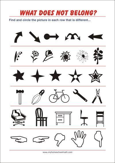 What does not belong? - Free printable Worksheet - Observation / Visual Perception - Impro ...