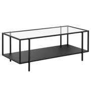 Evelyn&Zoe Contemporary Glass Top Coffee Table with Metal Shelf, Bronze ...