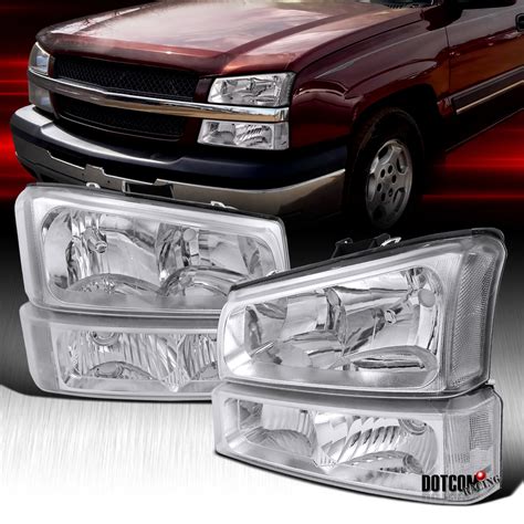 2003-2006 Chevy Silverado Crystal Headlights W/Bumper Lamps | eBay