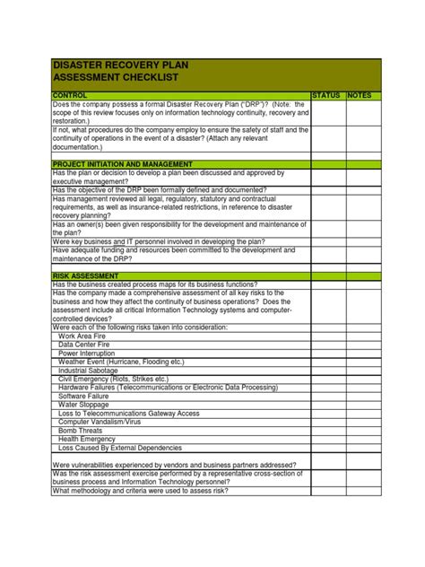 Disaster Recovery Plan Check List | Disaster Recovery | Computer Network