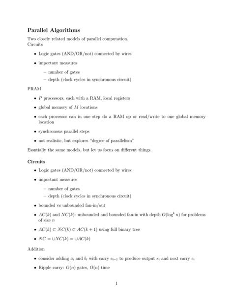 Parallel Algorithms