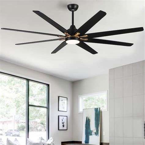 YUHAO 72 in. Modern Integrated LED Indoor Black and Gold Ceiling Fan with Remote Control ...