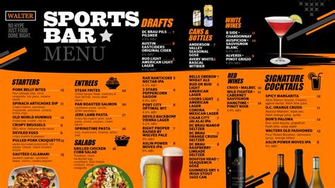 Sports bar menu template