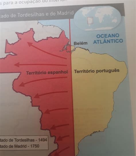 analise o mapa anterior que mostra a divisão estabelecida pelo Tratado ...