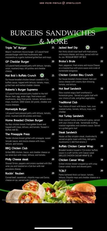 Menu at Tractor Jacks pub & bar, Grande Prairie