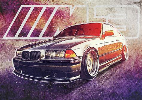 E36 BMW M3 - BMW M3 - BMW - M3 - Bmw Art - Bmw Poster - Bmw Gifts - Bmw Prints - Car Poster ...