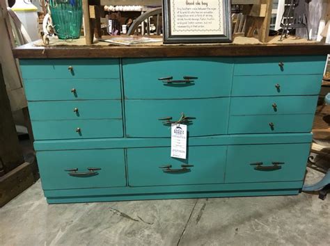 Dresser painted with Jade Mudpaint and Dark Walnut Minwax stained top ...