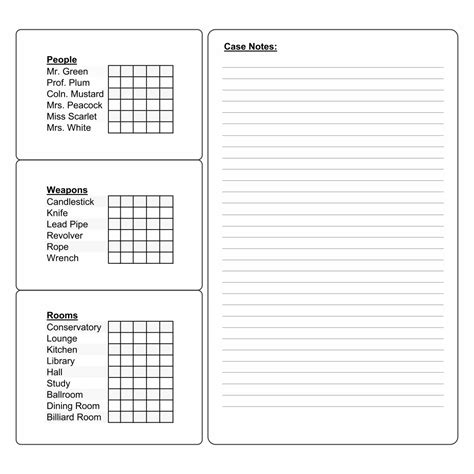 Clue Score Sheet Printable