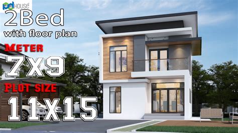 Small Modern House 7x9 Meters 2 Bedrooms - Small House Design Plan