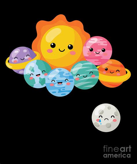 Kawaii Planet Faces Cute Solar System Planets Sun Moon Galaxy Digital Art by Thomas Larch - Pixels