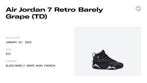 Air Jordan 7 Retro Barely Grape (TD) - DV2256-055 Raffles and Release Date
