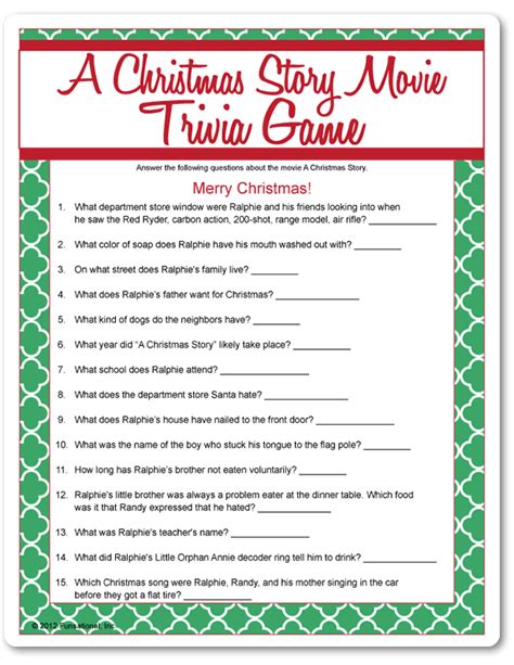 Printable A Christmas Story Movie Trivia - Funsational.com | Christmas trivia, Fun christmas ...