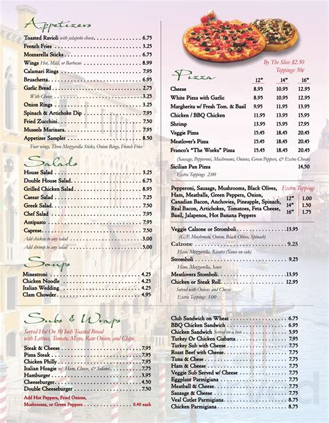 Franco's Italian Restaurant menus in Mechanicsville, Virginia, United ...