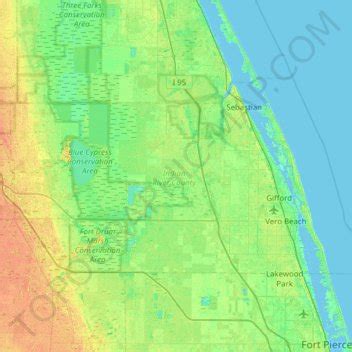 Indian River County topographic map, elevation, relief