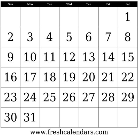 Dashing Printable Blank Calendar With Dates Only | Blank calendar template, Printable calendar ...