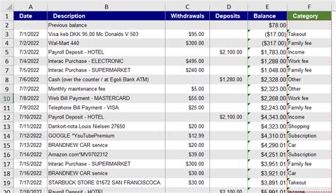 How to categorize bank transactions in Excel?