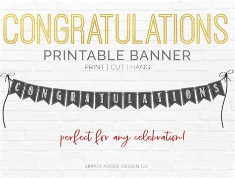 Congratulations Banner DIY Printable Decoration Instant - Etsy