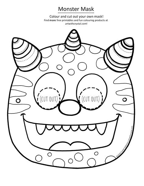 Monster Mask Free Printable Colouring Page | Art With Crystal