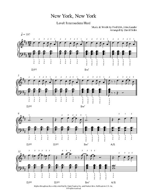 New York, New York by Frank Sinatra Sheet Music & Lesson | Intermediate ...