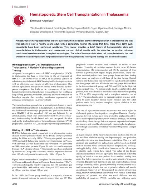 (PDF) Hematopoietic Stem Cell Transplantation in Thalassemia