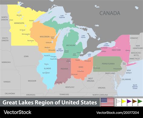 Great lakes region of united states Royalty Free Vector