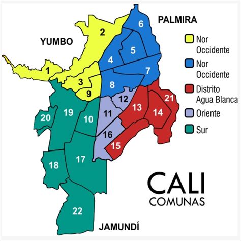 Mapa Comunas de Cali ~ Santiago de Cali