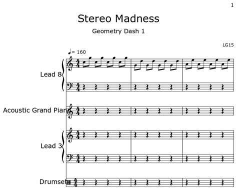 Stereo Madness - Sheet music for Piano, Drum Set