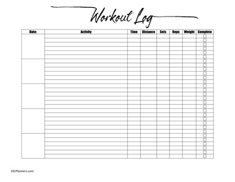 Free Printable Exercise Log And Blank Exercise Log Template, 53% OFF