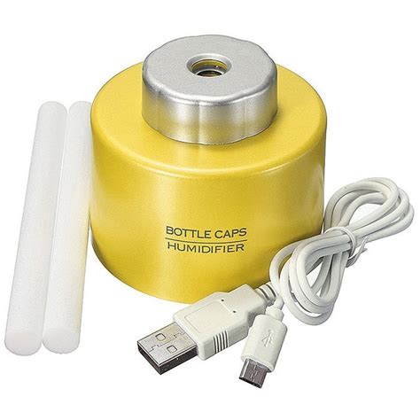 Mini Portable Water Bottle Cap Air Ultrasonic Humidifier with USB Cable for Office Home (yellow ...