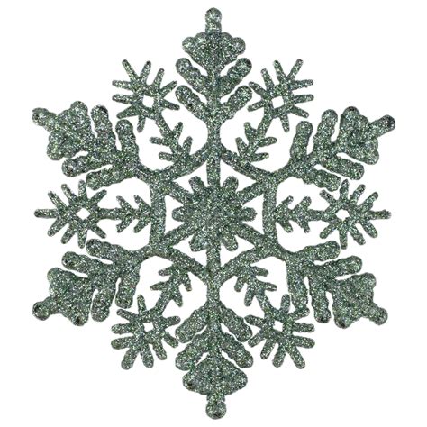 Northlight 24ct Glitter Snowflake Christmas Ornament Set 4" - Peacock ...