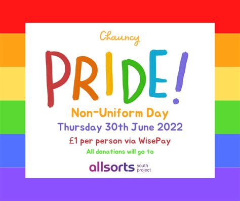 PRIDE MONTH NON-UNIFORM DAY ON THURSDAY 30TH JUNE 2022 – Chauncy School