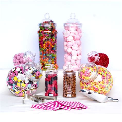 8x Mixed Jars Sweet Shop Candy Buffet Wedding Kids Party Kit Scoops+Tongs+Bags | Candy buffet ...