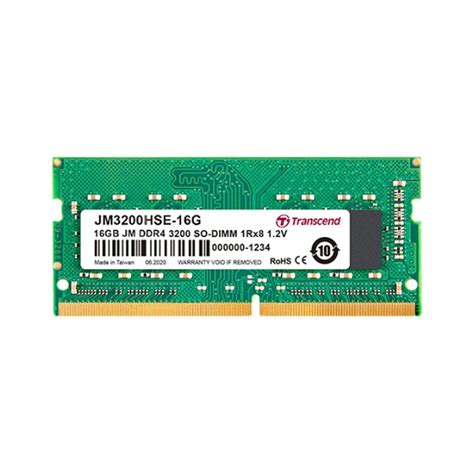 RAM NOTEBOOK (แรมโน้ตบุ๊ค) TRANSCEND 16GB JM DDR4 3200Mhz SO-DIMM 1Rx8