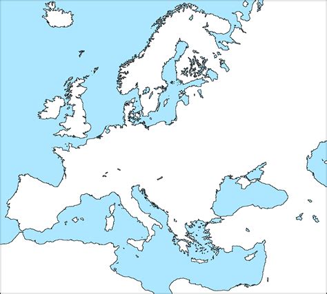 Blank Physical Map Of Western Europe