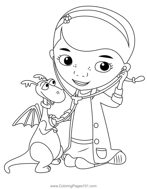 Doc Mcstuffins Checkup Stuffy Coloring Page for Kids - Free Doc McStuffins Printable Coloring ...