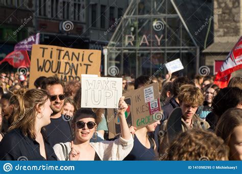 Climate March GHENT, Teen Protest for the Envirement Editorial Image - Image of rally, science ...