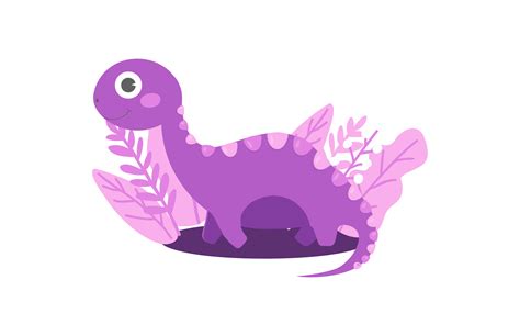 Dinosaur Purple Cute Animal Cartoon Graphic by povridestudio · Creative ...