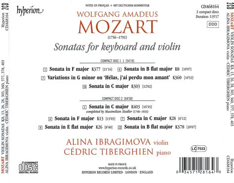 Alina Ibragimova, Cédric Tiberghien - Mozart: Violin Sonatas Nos. 3, 8 ...