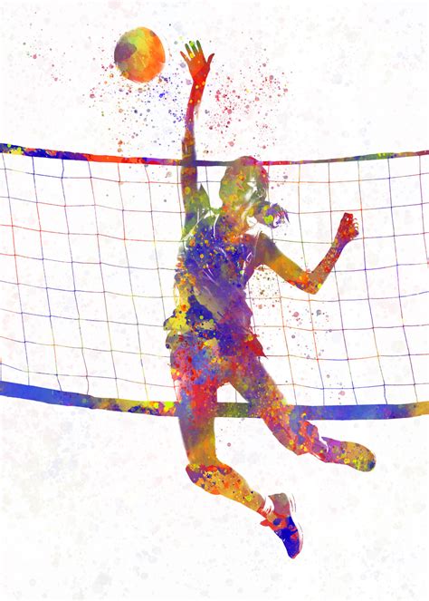 Wall Art Print | Watercolor volleyball player | UKposters