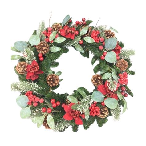 Buy Red Poinsettia Wreath online from Unreal Christmas Trees