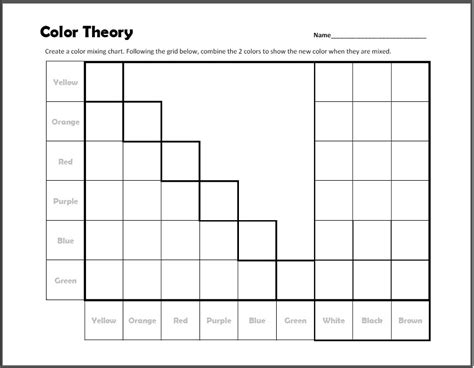 Color Theory Mixing Chart Worksheet - Create Art with ME