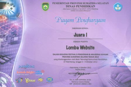 Contoh Piagam Penghargaan Juara 1 Mengikuti Lomba - rpp kurikulum 2013