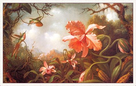 Martin Johnson Heade-Two Hummingbirds And Two Varieties Of Orchids ...