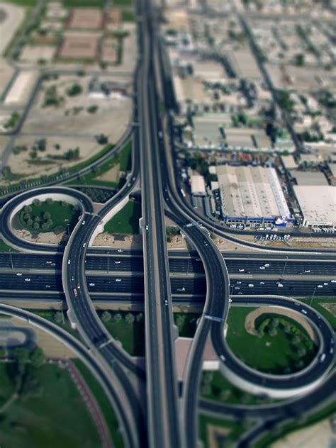 Interchange - Aerial photograph of an interchange on Sheikh Zayed road in Dubai | City skylines ...