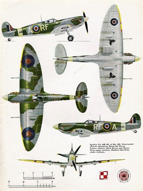 Spitfire Vb, Dark Green and Ocean Gray on top, Medium Sea gray on bottom. Wwii Aircraft, Fighter ...