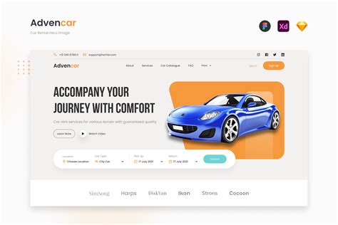 Advencar - Minimalist Car Rental Website Hero Design Templates ...