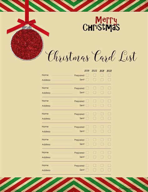 FREE Printable Christmas Gift List Template