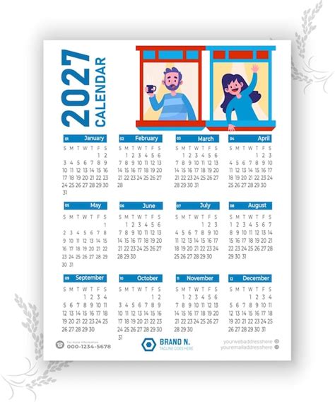 Premium Vector | 2027 Calendar Template